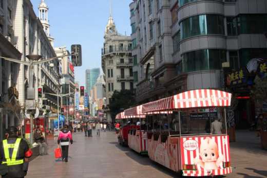 Nanjing Road pedestrian shopping street in Shanghai.